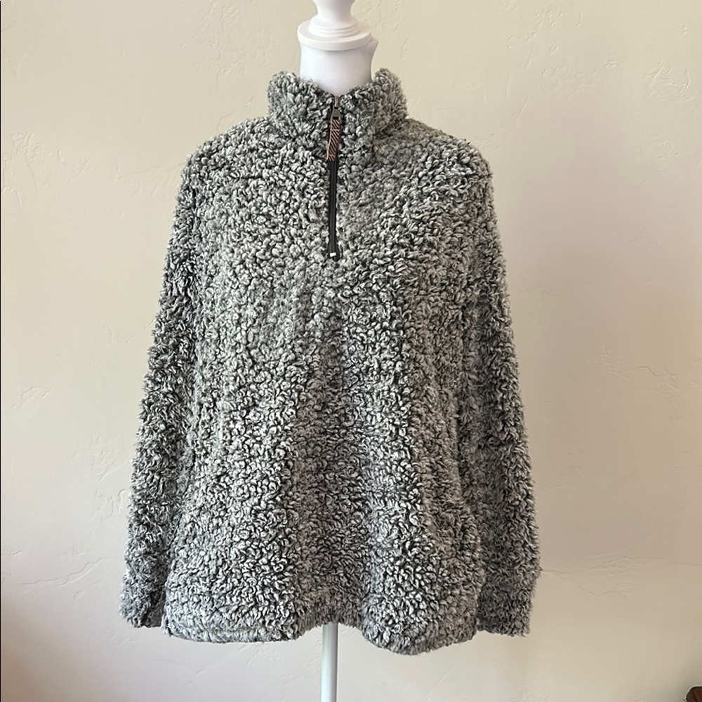 Weatherproof Gray Sherpa Fleece Sweater Plush Warmth